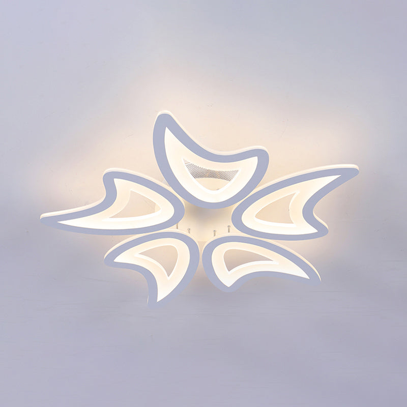 Modern 3/4/5 Lights Ceiling Lamp with Acrylic Shade White LED Leaves Flush Mount Ceiling Light in Warm/White/Natural Light Clearhalo 'Ceiling Lights' 'Close To Ceiling Lights' 'Close to ceiling' 'Semi-flushmount' Lighting' 1401571