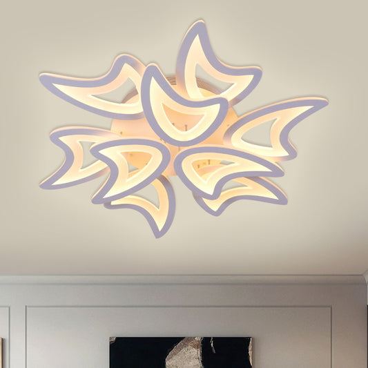 Modern 3/4/5 Lights Ceiling Lamp with Acrylic Shade White LED Leaves Flush Mount Ceiling Light in Warm/White/Natural Light 9 White Clearhalo 'Ceiling Lights' 'Close To Ceiling Lights' 'Close to ceiling' 'Semi-flushmount' Lighting' 1401573