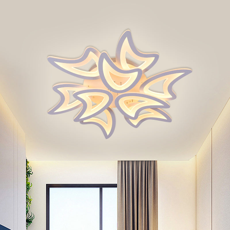 Modern 3/4/5 Lights Ceiling Lamp with Acrylic Shade White LED Leaves Flush Mount Ceiling Light in Warm/White/Natural Light Clearhalo 'Ceiling Lights' 'Close To Ceiling Lights' 'Close to ceiling' 'Semi-flushmount' Lighting' 1401574