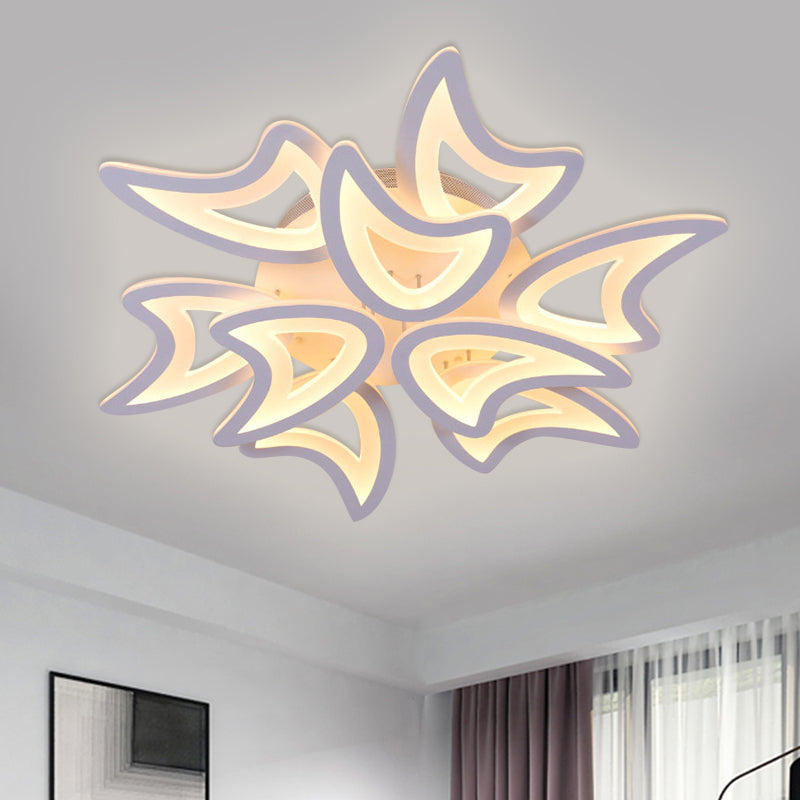 Modern 3/4/5 Lights Ceiling Lamp with Acrylic Shade White LED Leaves Flush Mount Ceiling Light in Warm/White/Natural Light Clearhalo 'Ceiling Lights' 'Close To Ceiling Lights' 'Close to ceiling' 'Semi-flushmount' Lighting' 1401575