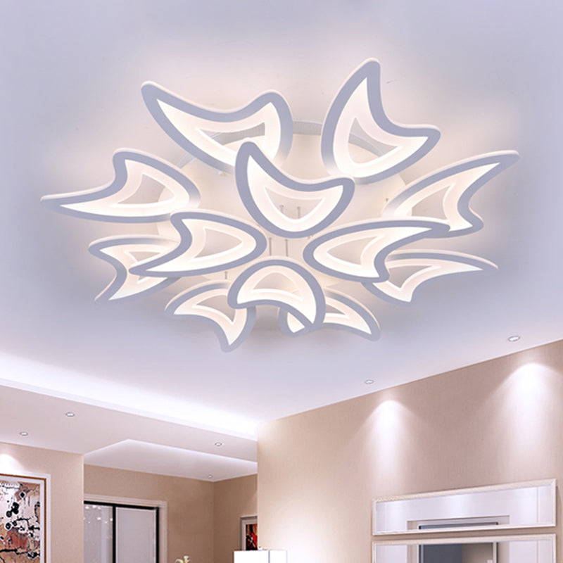 Modern 3/4/5 Lights Ceiling Lamp with Acrylic Shade White LED Leaves Flush Mount Ceiling Light in Warm/White/Natural Light 12 White Clearhalo 'Ceiling Lights' 'Close To Ceiling Lights' 'Close to ceiling' 'Semi-flushmount' Lighting' 1401578