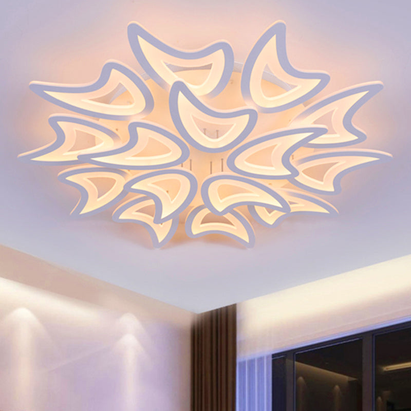 Modern 3/4/5 Lights Ceiling Lamp with Acrylic Shade White LED Leaves Flush Mount Ceiling Light in Warm/White/Natural Light 15 White Clearhalo 'Ceiling Lights' 'Close To Ceiling Lights' 'Close to ceiling' 'Semi-flushmount' Lighting' 1401583