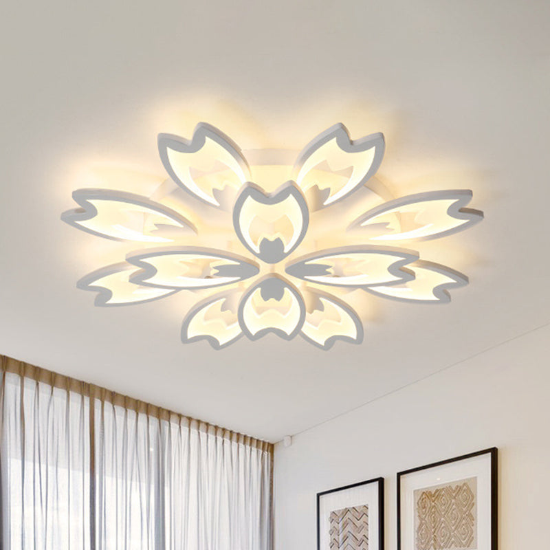 Acrylic Buds LED Flush Mount Light Contemporary 3/5/9-Head Living Room Ceiling Flushmount Lamp in Warm/White/Natural Light 12 White Clearhalo 'Ceiling Lights' 'Close To Ceiling Lights' 'Close to ceiling' 'Semi-flushmount' Lighting' 1401614