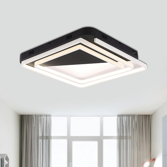 Acrylic Square Ceiling Lamp Modernism 18"/22"/28" Wide LED Black Flush Mount Lighting Fixture in Warm/White Light Clearhalo 'Ceiling Lights' 'Close To Ceiling Lights' 'Close to ceiling' 'Flush mount' Lighting' 1401638