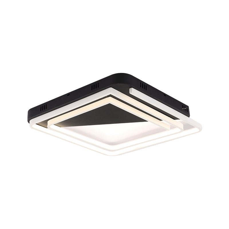 Acrylic Square Ceiling Lamp Modernism 18"/22"/28" Wide LED Black Flush Mount Lighting Fixture in Warm/White Light Clearhalo 'Ceiling Lights' 'Close To Ceiling Lights' 'Close to ceiling' 'Flush mount' Lighting' 1401639