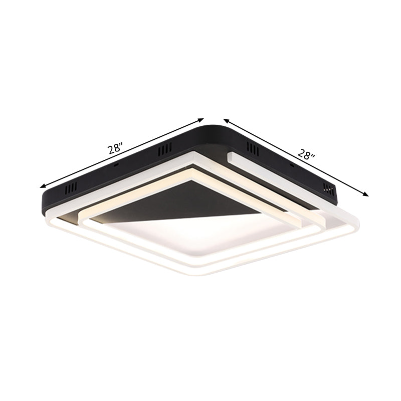 Acrylic Square Ceiling Lamp Modernism 18"/22"/28" Wide LED Black Flush Mount Lighting Fixture in Warm/White Light Clearhalo 'Ceiling Lights' 'Close To Ceiling Lights' 'Close to ceiling' 'Flush mount' Lighting' 1401642