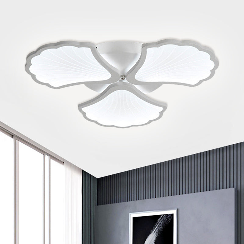 3/5/9 Lights Living Room LED Flush Ceiling Light with Ginkgo Leaf Acrylic Shade White Lighting Fixture in Warm/White/Natural Light Clearhalo 'Ceiling Lights' 'Close To Ceiling Lights' 'Close to ceiling' 'Semi-flushmount' Lighting' 1401644