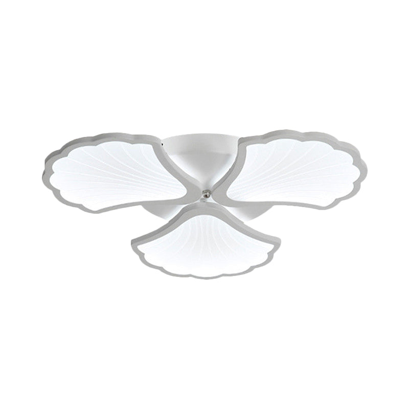 3/5/9 Lights Living Room LED Flush Ceiling Light with Ginkgo Leaf Acrylic Shade White Lighting Fixture in Warm/White/Natural Light Clearhalo 'Ceiling Lights' 'Close To Ceiling Lights' 'Close to ceiling' 'Semi-flushmount' Lighting' 1401645