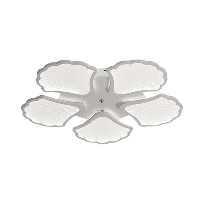 3/5/9 Lights Living Room LED Flush Ceiling Light with Ginkgo Leaf Acrylic Shade White Lighting Fixture in Warm/White/Natural Light Clearhalo 'Ceiling Lights' 'Close To Ceiling Lights' 'Close to ceiling' 'Semi-flushmount' Lighting' 1401651