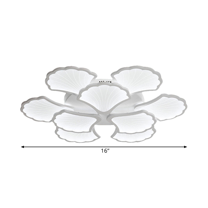 3/5/9 Lights Living Room LED Flush Ceiling Light with Ginkgo Leaf Acrylic Shade White Lighting Fixture in Warm/White/Natural Light Clearhalo 'Ceiling Lights' 'Close To Ceiling Lights' 'Close to ceiling' 'Semi-flushmount' Lighting' 1401657