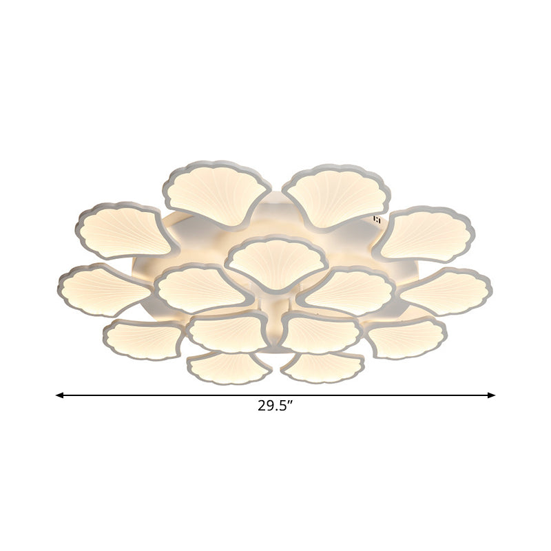 3/5/9 Lights Living Room LED Flush Ceiling Light with Ginkgo Leaf Acrylic Shade White Lighting Fixture in Warm/White/Natural Light Clearhalo 'Ceiling Lights' 'Close To Ceiling Lights' 'Close to ceiling' 'Semi-flushmount' Lighting' 1401667