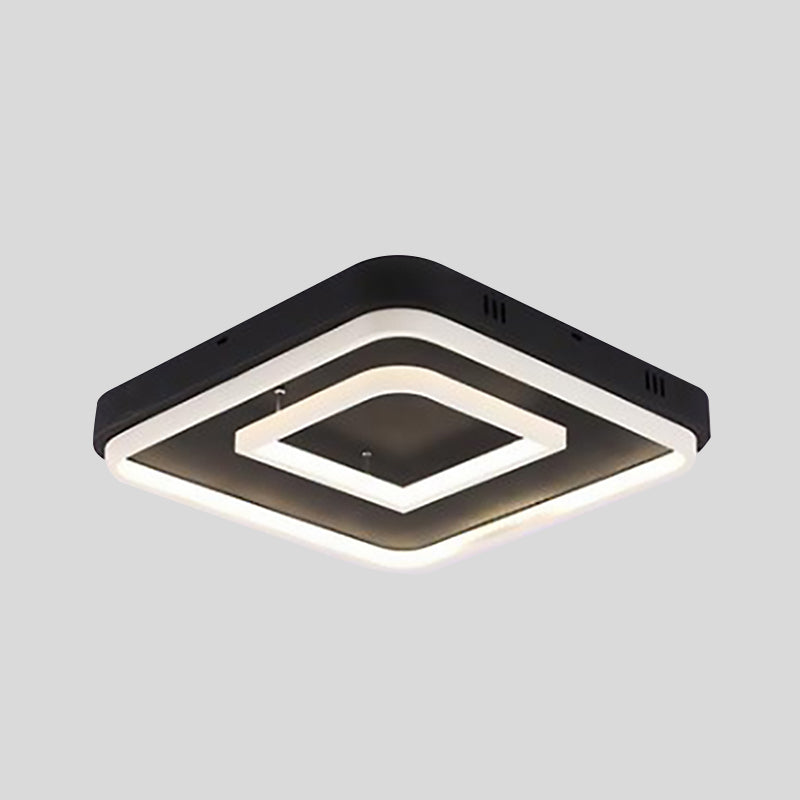 16.5"/20.5"/24.5" Wide Acrylic Square Semi Mount Lighting Modern LED Black Ceiling Flush Light Fixture in Warm/White Light Clearhalo 'Ceiling Lights' 'Close To Ceiling Lights' 'Close to ceiling' 'Flush mount' Lighting' 1401678