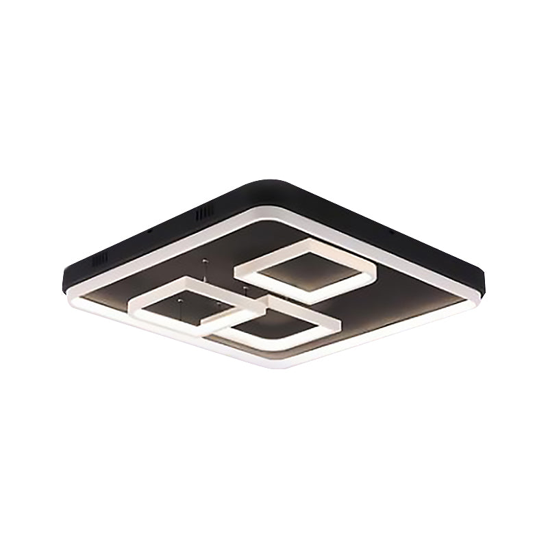 16.5"/20.5"/24.5" Wide Acrylic Square Semi Mount Lighting Modern LED Black Ceiling Flush Light Fixture in Warm/White Light Clearhalo 'Ceiling Lights' 'Close To Ceiling Lights' 'Close to ceiling' 'Flush mount' Lighting' 1401688