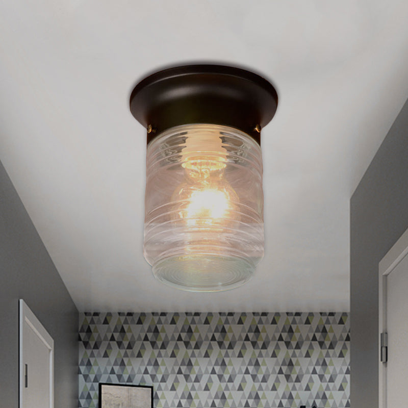 Cylinder Flush Mount Lighting Modern Hand Blown Glass 1 Light White/Black Flush Ceiling Light Clearhalo 'Ceiling Lights' 'Close To Ceiling Lights' 'Close to ceiling' 'Flush mount' Lighting' 1401727