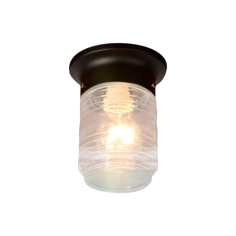 Cylinder Flush Mount Lighting Modern Hand Blown Glass 1 Light White/Black Flush Ceiling Light Clearhalo 'Ceiling Lights' 'Close To Ceiling Lights' 'Close to ceiling' 'Flush mount' Lighting' 1401728