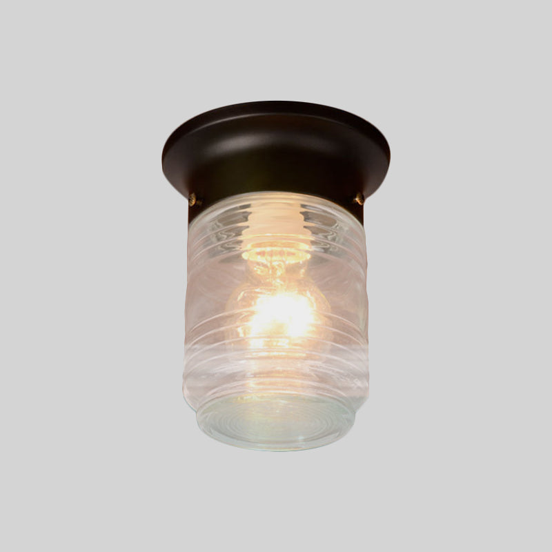 Cylinder Flush Mount Lighting Modern Hand Blown Glass 1 Light White/Black Flush Ceiling Light Clearhalo 'Ceiling Lights' 'Close To Ceiling Lights' 'Close to ceiling' 'Flush mount' Lighting' 1401729