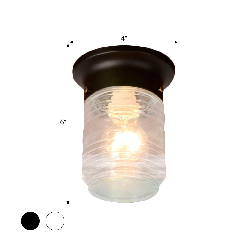 Cylinder Flush Mount Lighting Modern Hand Blown Glass 1 Light White/Black Flush Ceiling Light Clearhalo 'Ceiling Lights' 'Close To Ceiling Lights' 'Close to ceiling' 'Flush mount' Lighting' 1401730