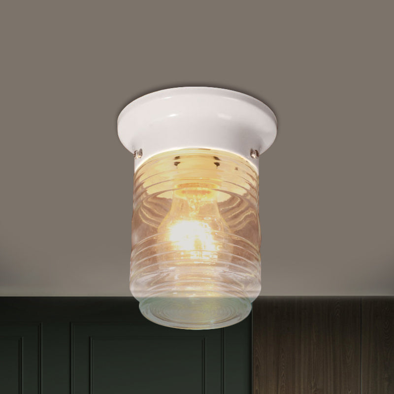 Cylinder Flush Mount Lighting Modern Hand Blown Glass 1 Light White/Black Flush Ceiling Light White Clearhalo 'Ceiling Lights' 'Close To Ceiling Lights' 'Close to ceiling' 'Flush mount' Lighting' 1401731