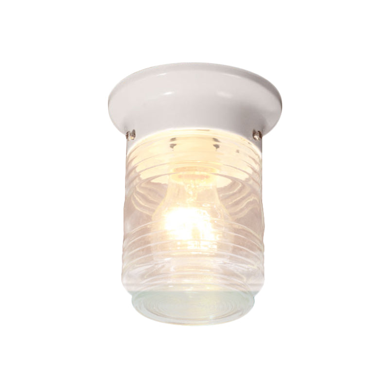 Cylinder Flush Mount Lighting Modern Hand Blown Glass 1 Light White/Black Flush Ceiling Light Clearhalo 'Ceiling Lights' 'Close To Ceiling Lights' 'Close to ceiling' 'Flush mount' Lighting' 1401734