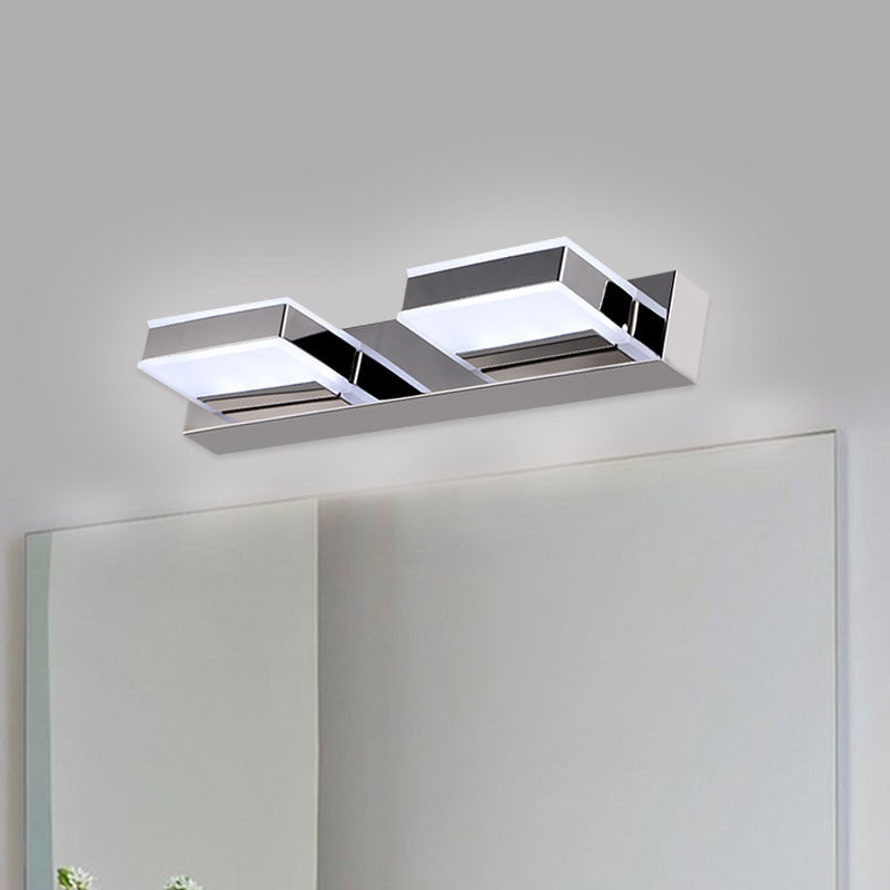 Square Block Acrylic Shade Vanity Lighting Modern Simple 1/2/3/4 Lights Wall Lamp in Chrome Clearhalo 'Modern wall lights' 'Modern' 'Vanity Lights' 'Wall Lights' Lighting' 1401750