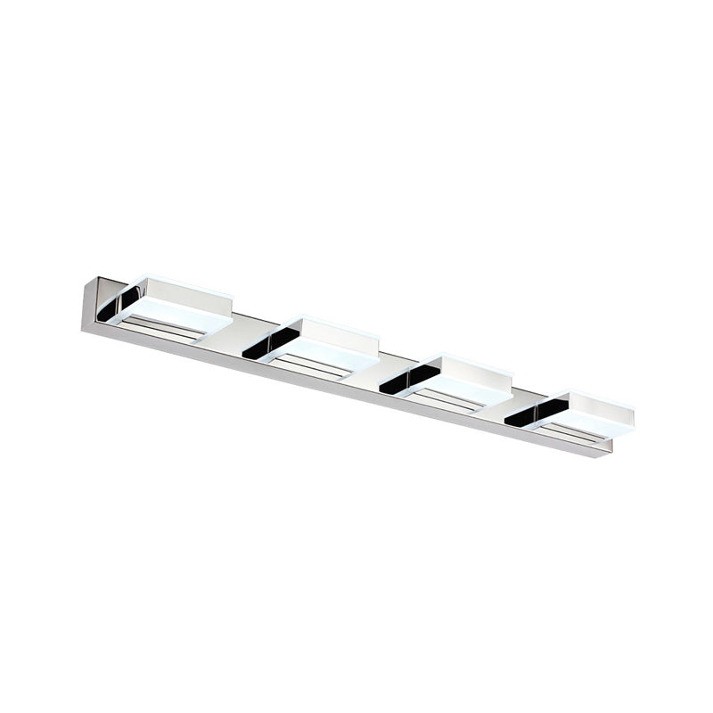 Square Block Acrylic Shade Vanity Lighting Modern Simple 1/2/3/4 Lights Wall Lamp in Chrome Clearhalo 'Modern wall lights' 'Modern' 'Vanity Lights' 'Wall Lights' Lighting' 1401762