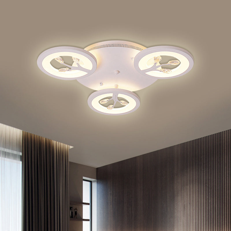 Acrylic Tree Flush Mount Ceiling Light Modern LED 3/6/9-Light Ceiling Lighting Fixture with Crystal Accents in Warm/White/Natural Light Clearhalo 'Ceiling Lights' 'Close To Ceiling Lights' 'Close to ceiling' 'Semi-flushmount' Lighting' 1401819