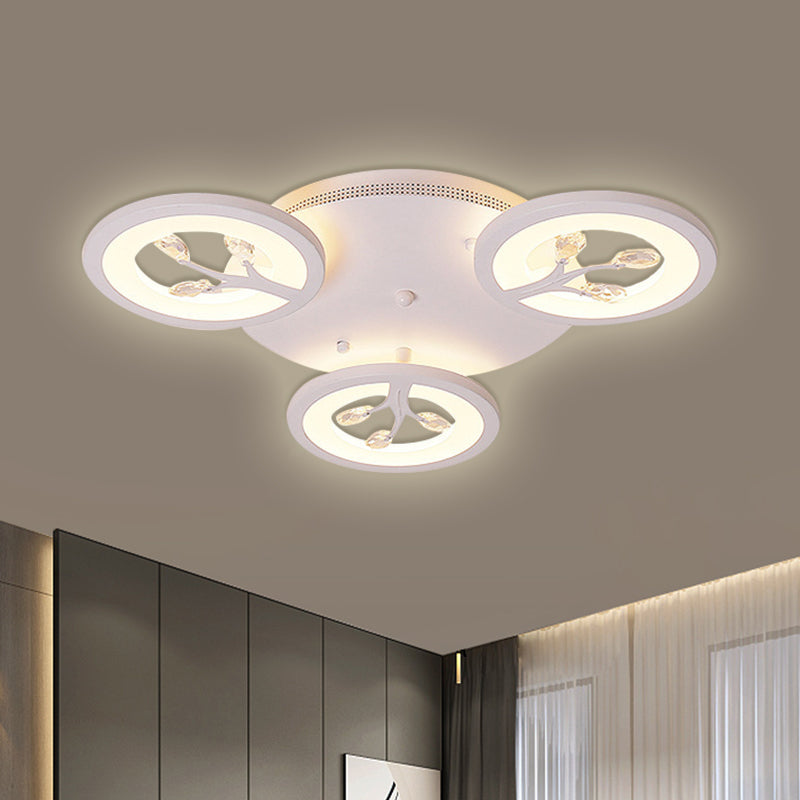 Acrylic Tree Flush Mount Ceiling Light Modern LED 3/6/9-Light Ceiling Lighting Fixture with Crystal Accents in Warm/White/Natural Light Clearhalo 'Ceiling Lights' 'Close To Ceiling Lights' 'Close to ceiling' 'Semi-flushmount' Lighting' 1401820