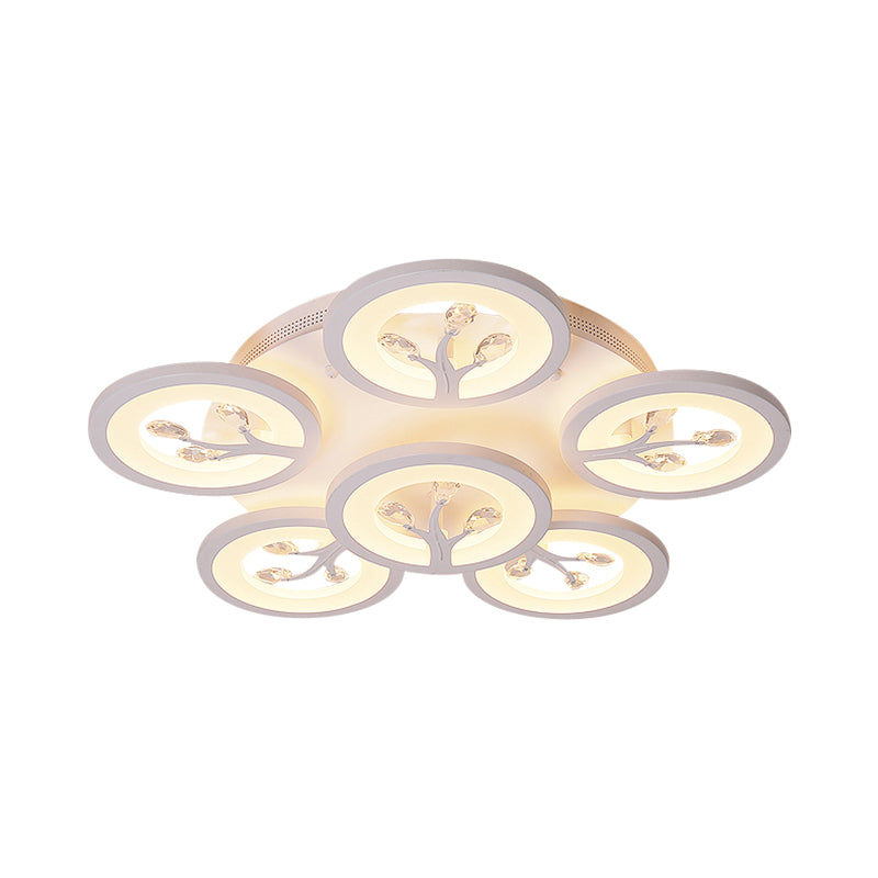 Acrylic Tree Flush Mount Ceiling Light Modern LED 3/6/9-Light Ceiling Lighting Fixture with Crystal Accents in Warm/White/Natural Light Clearhalo 'Ceiling Lights' 'Close To Ceiling Lights' 'Close to ceiling' 'Semi-flushmount' Lighting' 1401826