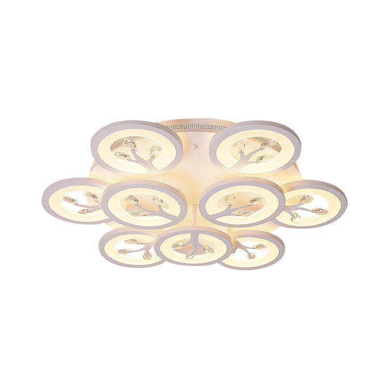 Acrylic Tree Flush Mount Ceiling Light Modern LED 3/6/9-Light Ceiling Lighting Fixture with Crystal Accents in Warm/White/Natural Light Clearhalo 'Ceiling Lights' 'Close To Ceiling Lights' 'Close to ceiling' 'Semi-flushmount' Lighting' 1401831