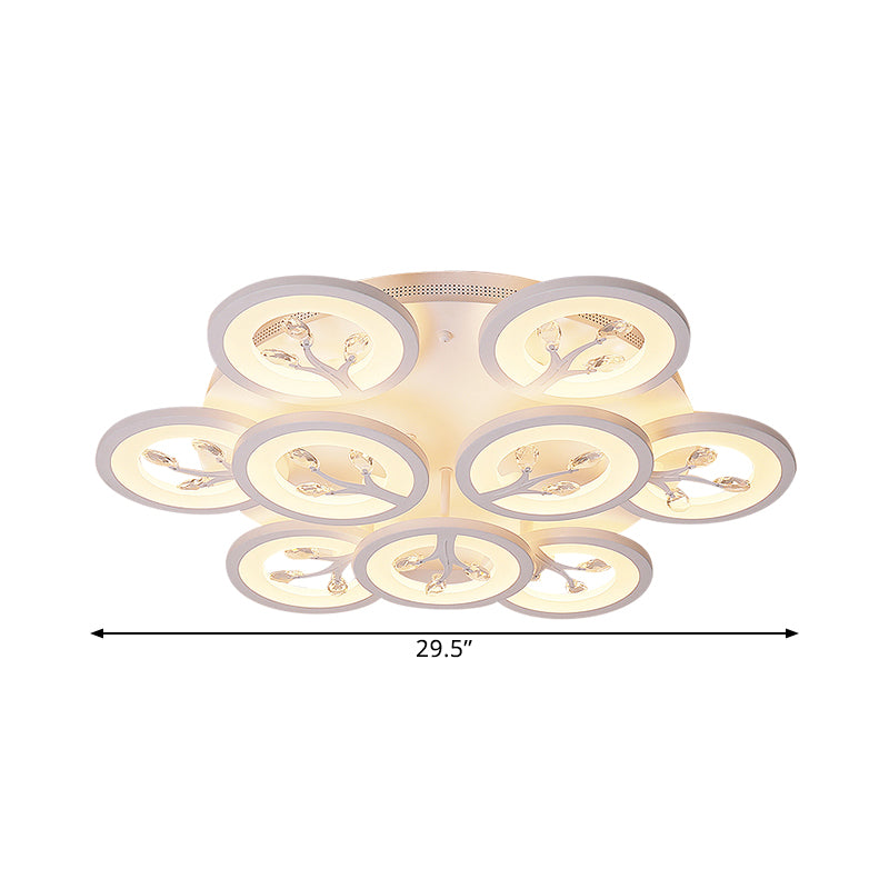 Acrylic Tree Flush Mount Ceiling Light Modern LED 3/6/9-Light Ceiling Lighting Fixture with Crystal Accents in Warm/White/Natural Light Clearhalo 'Ceiling Lights' 'Close To Ceiling Lights' 'Close to ceiling' 'Semi-flushmount' Lighting' 1401832