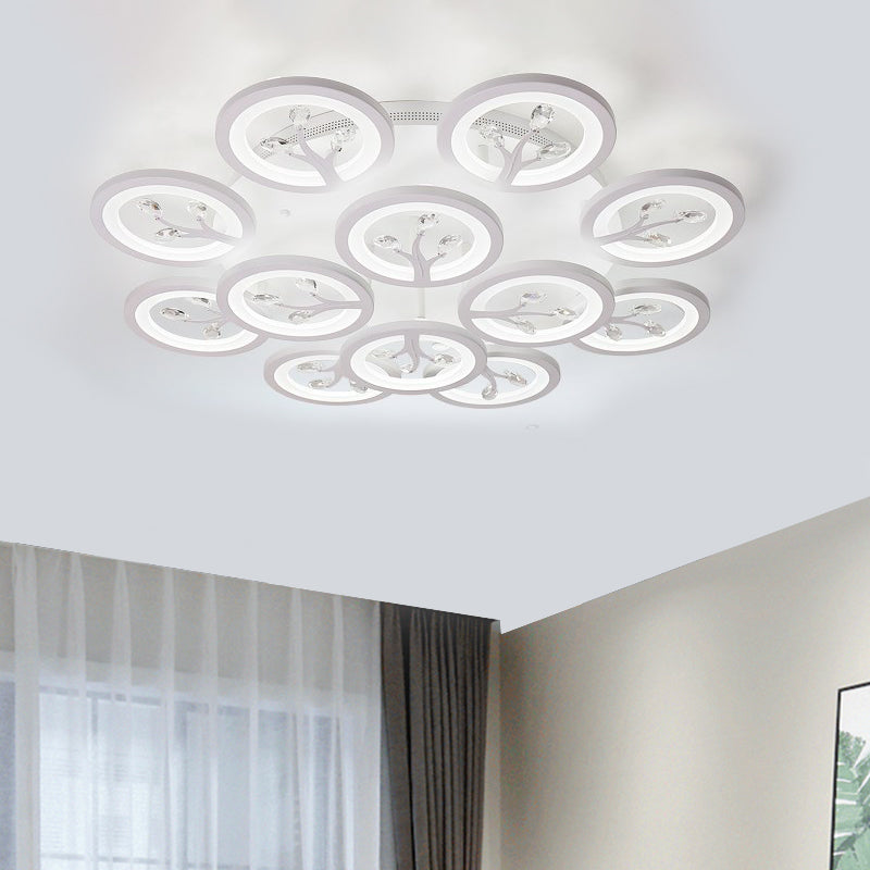 Acrylic Tree Flush Mount Ceiling Light Modern LED 3/6/9-Light Ceiling Lighting Fixture with Crystal Accents in Warm/White/Natural Light Clearhalo 'Ceiling Lights' 'Close To Ceiling Lights' 'Close to ceiling' 'Semi-flushmount' Lighting' 1401834