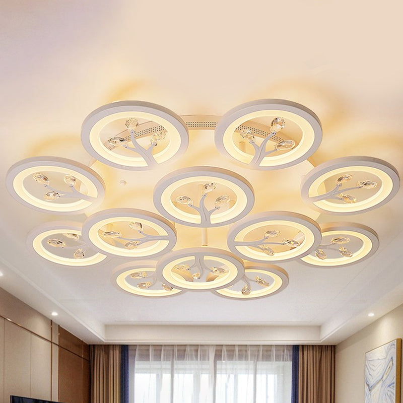 Acrylic Tree Flush Mount Ceiling Light Modern LED 3/6/9-Light Ceiling Lighting Fixture with Crystal Accents in Warm/White/Natural Light Clearhalo 'Ceiling Lights' 'Close To Ceiling Lights' 'Close to ceiling' 'Semi-flushmount' Lighting' 1401835