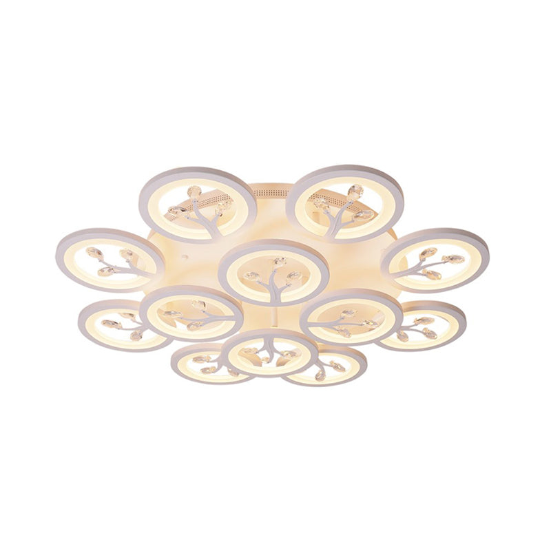 Acrylic Tree Flush Mount Ceiling Light Modern LED 3/6/9-Light Ceiling Lighting Fixture with Crystal Accents in Warm/White/Natural Light Clearhalo 'Ceiling Lights' 'Close To Ceiling Lights' 'Close to ceiling' 'Semi-flushmount' Lighting' 1401836