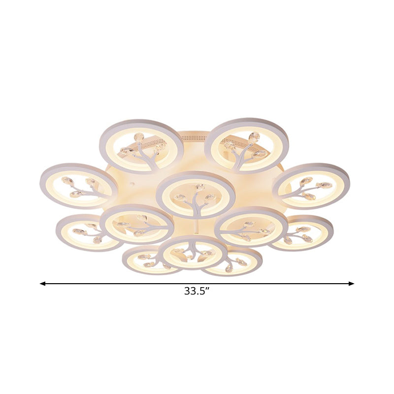 Acrylic Tree Flush Mount Ceiling Light Modern LED 3/6/9-Light Ceiling Lighting Fixture with Crystal Accents in Warm/White/Natural Light Clearhalo 'Ceiling Lights' 'Close To Ceiling Lights' 'Close to ceiling' 'Semi-flushmount' Lighting' 1401837