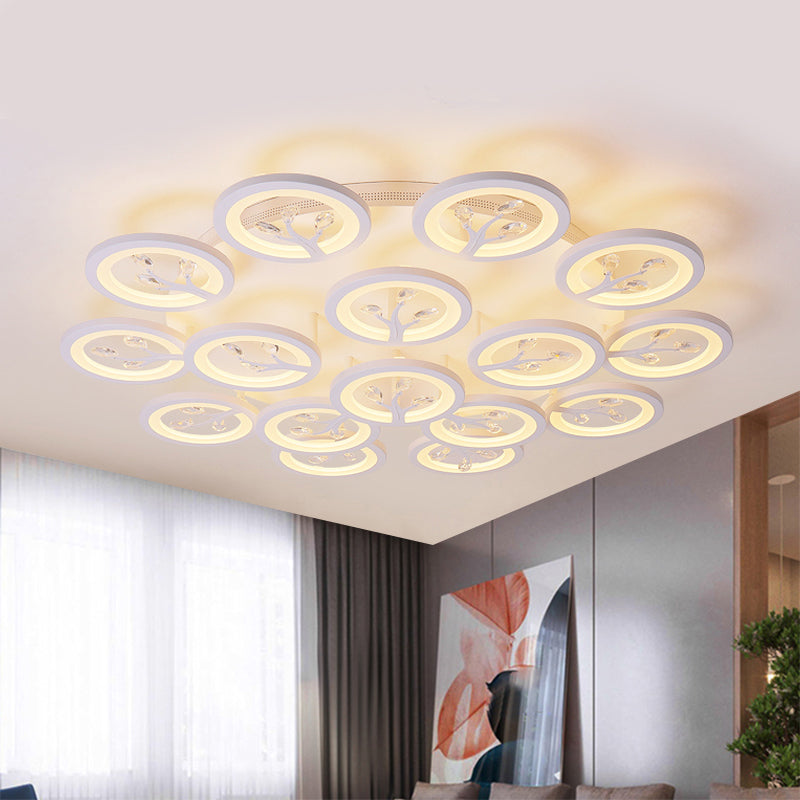 Acrylic Tree Flush Mount Ceiling Light Modern LED 3/6/9-Light Ceiling Lighting Fixture with Crystal Accents in Warm/White/Natural Light Clearhalo 'Ceiling Lights' 'Close To Ceiling Lights' 'Close to ceiling' 'Semi-flushmount' Lighting' 1401839