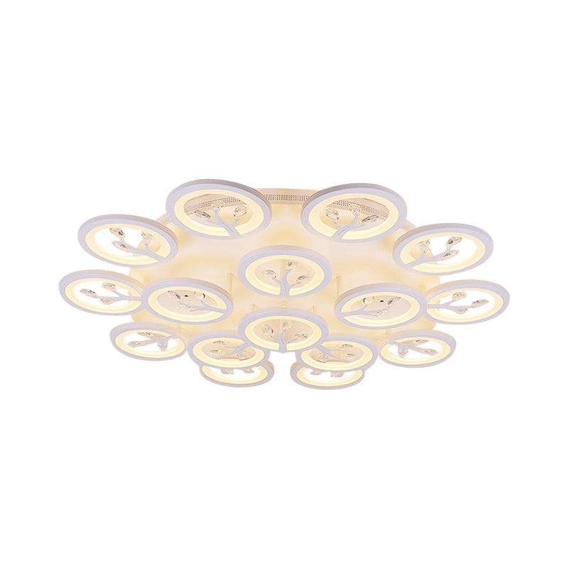 Acrylic Tree Flush Mount Ceiling Light Modern LED 3/6/9-Light Ceiling Lighting Fixture with Crystal Accents in Warm/White/Natural Light Clearhalo 'Ceiling Lights' 'Close To Ceiling Lights' 'Close to ceiling' 'Semi-flushmount' Lighting' 1401840