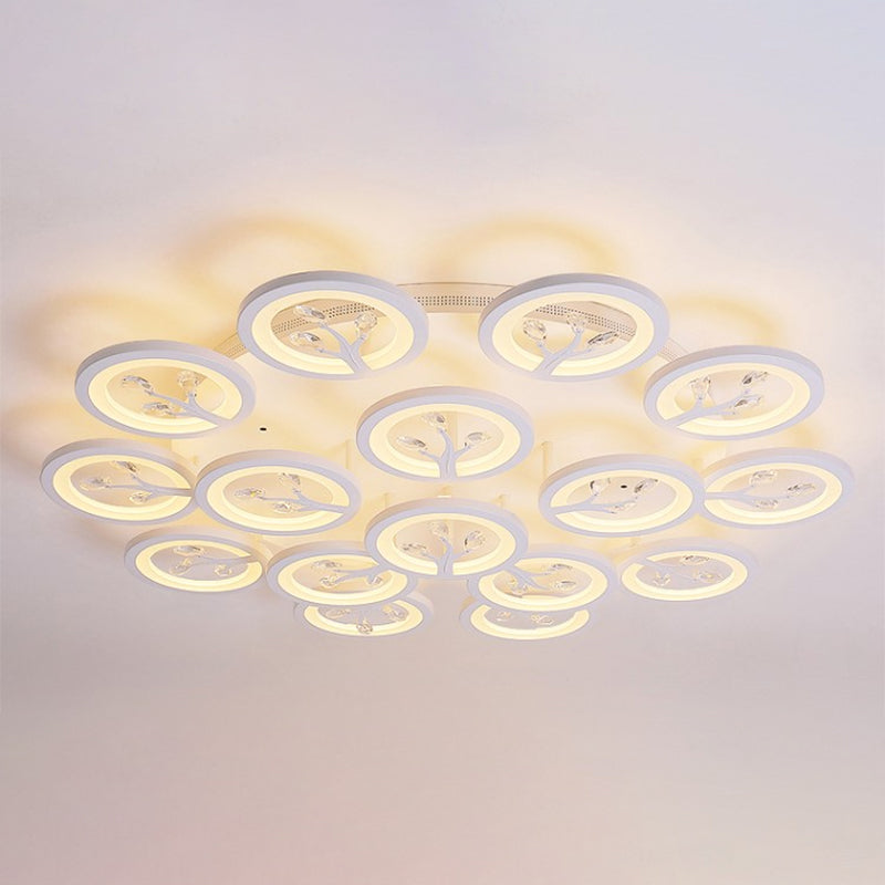 Acrylic Tree Flush Mount Ceiling Light Modern LED 3/6/9-Light Ceiling Lighting Fixture with Crystal Accents in Warm/White/Natural Light Clearhalo 'Ceiling Lights' 'Close To Ceiling Lights' 'Close to ceiling' 'Semi-flushmount' Lighting' 1401841