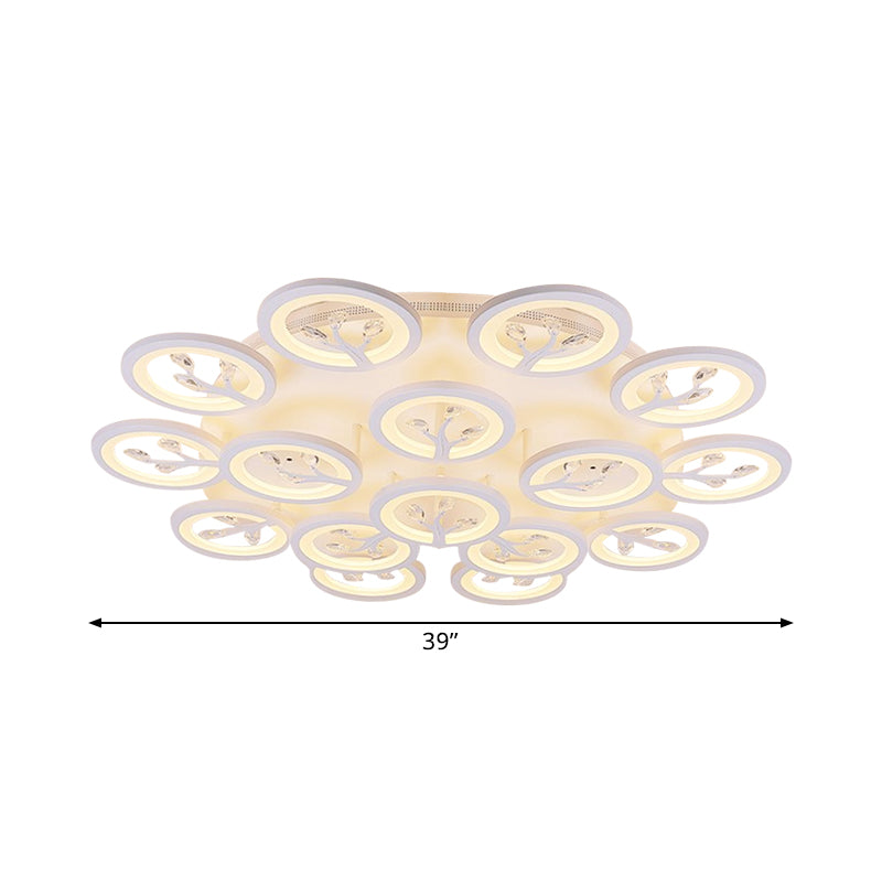 Acrylic Tree Flush Mount Ceiling Light Modern LED 3/6/9-Light Ceiling Lighting Fixture with Crystal Accents in Warm/White/Natural Light Clearhalo 'Ceiling Lights' 'Close To Ceiling Lights' 'Close to ceiling' 'Semi-flushmount' Lighting' 1401842