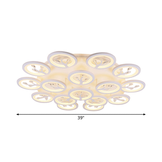 Acrylic Tree Flush Mount Ceiling Light Modern LED 3/6/9-Light Ceiling Lighting Fixture with Crystal Accents in Warm/White/Natural Light Clearhalo 'Ceiling Lights' 'Close To Ceiling Lights' 'Close to ceiling' 'Semi-flushmount' Lighting' 1401842