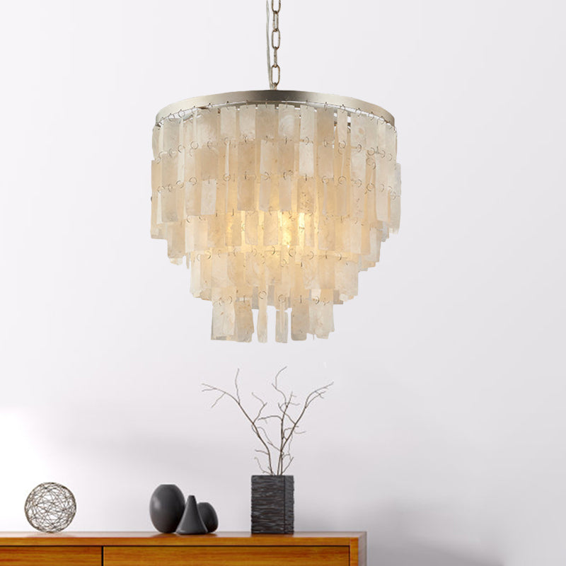 LED Tiered Chandelier Light Fixture Modernism Shell Pendant Light Fixture in White Clearhalo 'Ceiling Lights' 'Chandeliers' 'Modern Chandeliers' 'Modern' Lighting' 1401859