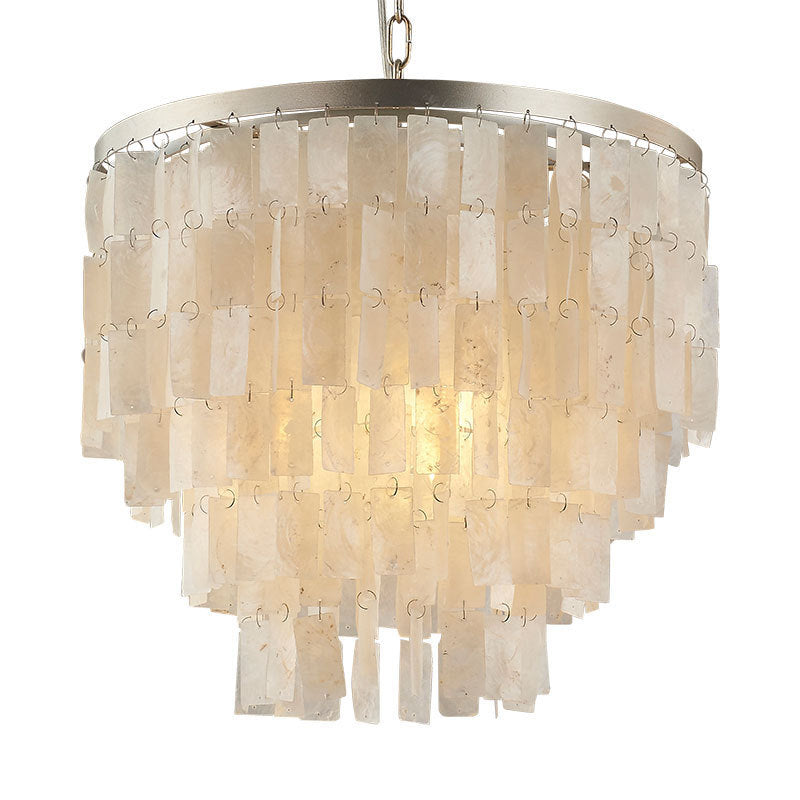 LED Tiered Chandelier Light Fixture Modernism Shell Pendant Light Fixture in White Clearhalo 'Ceiling Lights' 'Chandeliers' 'Modern Chandeliers' 'Modern' Lighting' 1401860