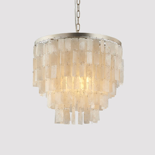 LED Tiered Chandelier Light Fixture Modernism Shell Pendant Light Fixture in White Clearhalo 'Ceiling Lights' 'Chandeliers' 'Modern Chandeliers' 'Modern' Lighting' 1401861