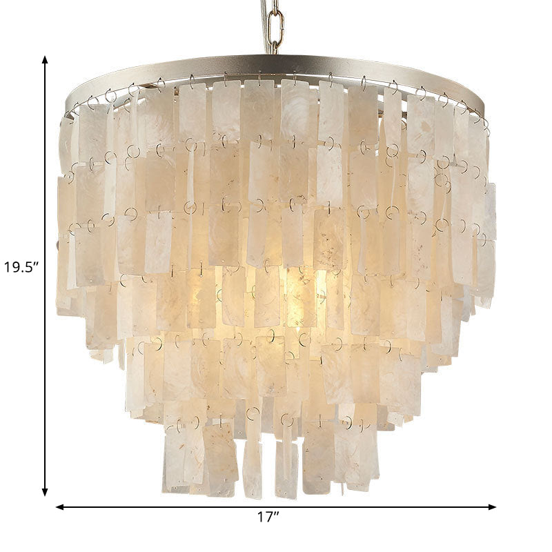 LED Tiered Chandelier Light Fixture Modernism Shell Pendant Light Fixture in White Clearhalo 'Ceiling Lights' 'Chandeliers' 'Modern Chandeliers' 'Modern' Lighting' 1401862