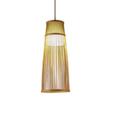 Hand-Knitted Bamboo Pendant Lighting Asian Style 1 Light Beige Hanging Lamp for Dining Room Clearhalo 'Ceiling Lights' 'Pendant Lights' 'Pendants' Lighting' 140233