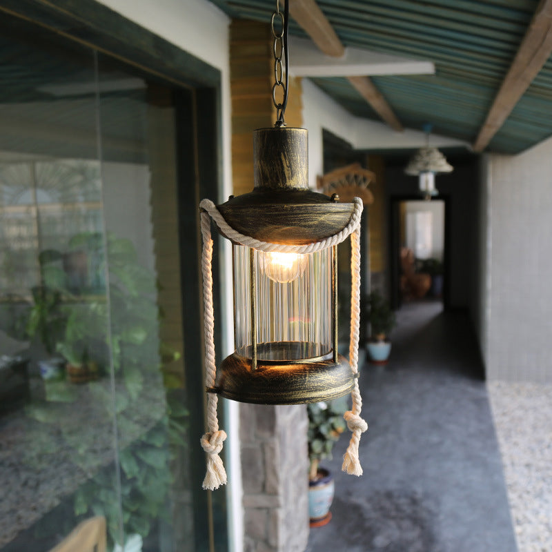 Kerosene Pendant Lighting Coastal Single Light Clear Glass Hanging Ceiling Light in Antique Brass/Weathered Copper, 6"/8.5" Wide Antique Brass 8.5" Clearhalo 'Art Deco Pendants' 'Cast Iron' 'Ceiling Lights' 'Ceramic' 'Crystal' 'Industrial Pendants' 'Industrial' 'Metal' 'Middle Century Pendants' 'Pendant Lights' 'Pendants' 'Tiffany' Lighting' 140260