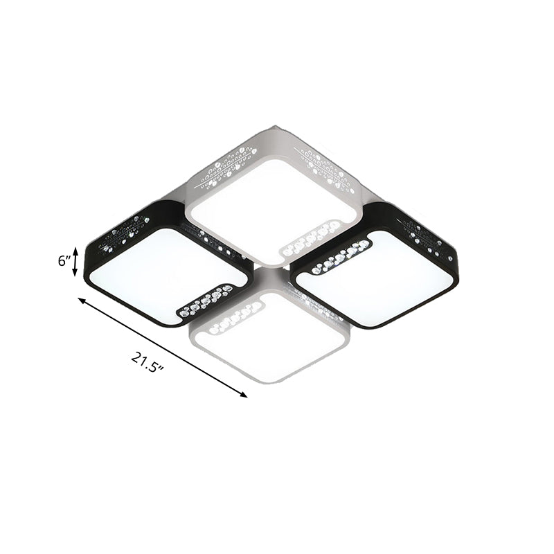 Acrylic Squared Shade Ceiling Mounted Light Contemporary 21.5"/32" Wide LED Black Flush Pendant Light for Living Room Clearhalo 'Ceiling Lights' 'Close To Ceiling Lights' 'Close to ceiling' 'Flush mount' Lighting' 140324