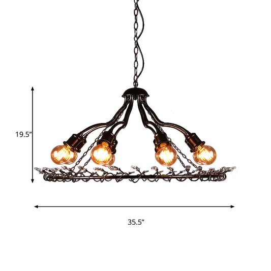 Ring Suspension Light with Clear Crystal Bead Retro Country 8 Lights Metallic Chandelier Light Clearhalo 'Ceiling Lights' 'Chandeliers' Lighting' options 140401