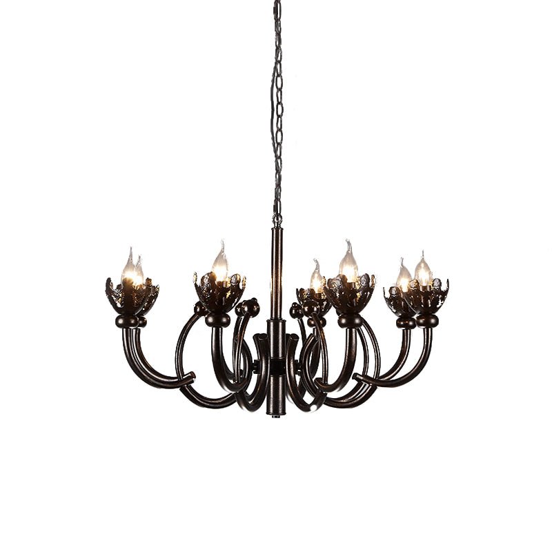 Height Adjustable Pendant Light Candle Industrial Rustic Metallic 8 Lights Chandelier Lamp Clearhalo 'Cast Iron' 'Ceiling Lights' 'Chandeliers' 'Industrial Chandeliers' 'Industrial' 'Metal' 'Middle Century Chandeliers' 'Rustic Chandeliers' 'Tiffany' Lighting' 140420