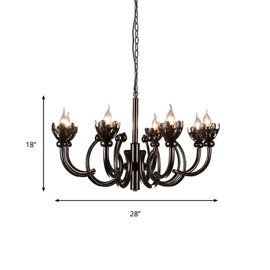 Height Adjustable Pendant Light Candle Industrial Rustic Metallic 8 Lights Chandelier Lamp Clearhalo 'Cast Iron' 'Ceiling Lights' 'Chandeliers' 'Industrial Chandeliers' 'Industrial' 'Metal' 'Middle Century Chandeliers' 'Rustic Chandeliers' 'Tiffany' Lighting' 140421