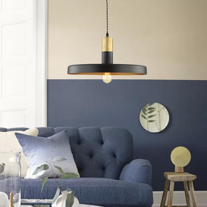 Black Round Shade Pendant Light Modern Stylish Metal 1 Bulb Dining Room Hanging Ceiling Light Clearhalo 'Ceiling Lights' 'Modern Pendants' 'Modern' 'Pendant Lights' 'Pendants' Lighting' 140430